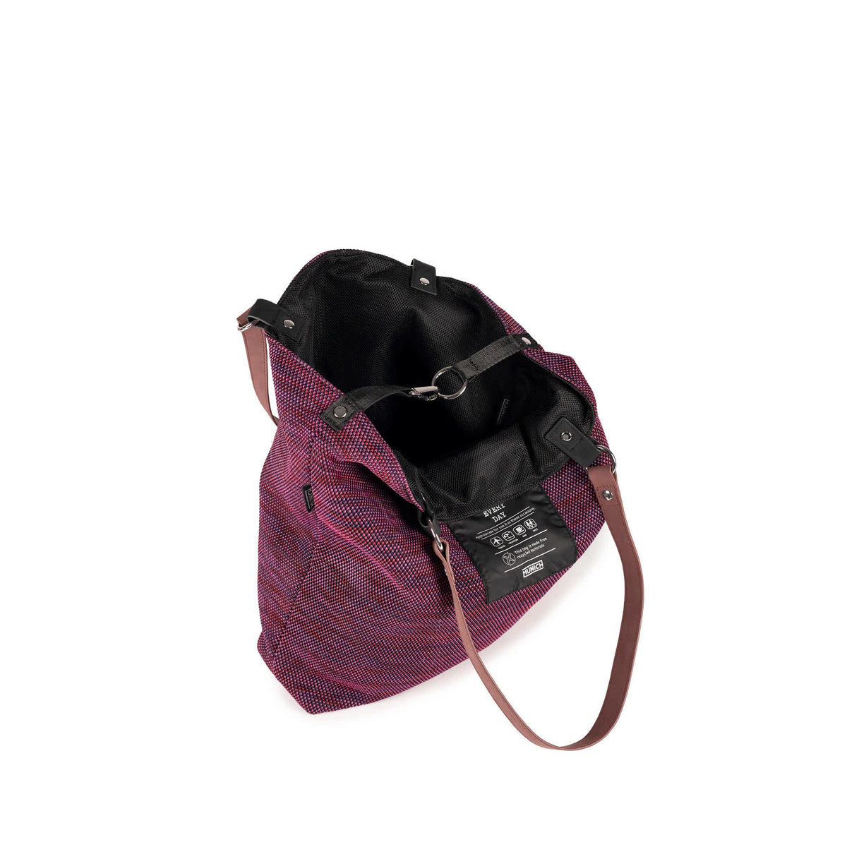 MUNICH TOTE Fuchsia/black: ブラック バッグ レディース