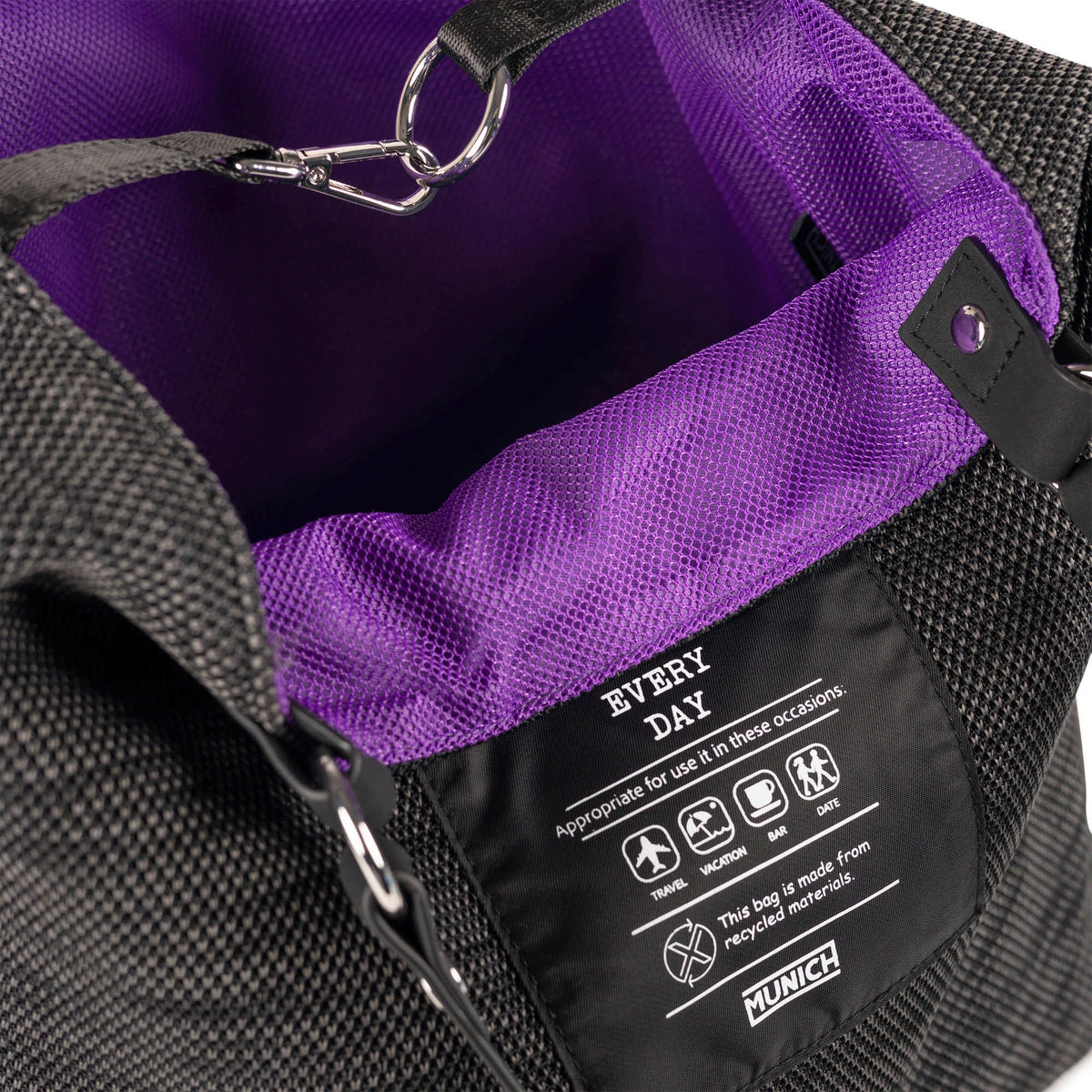 MUNICH TOTE Black/purple: ブラック バッグ レディース