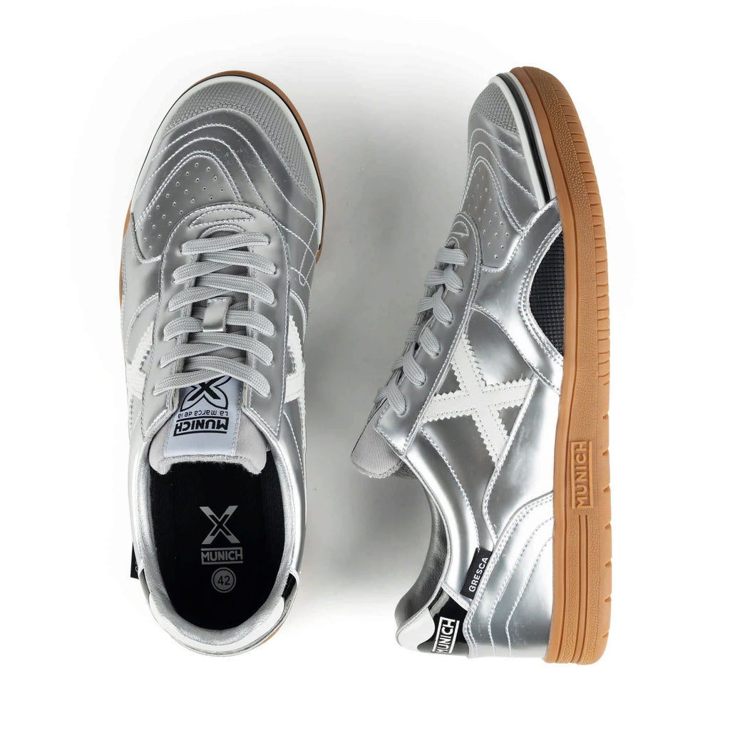 SNEAKERS MUNICH UNISEX MODELO GRESCA 328 PLATEADO REFERENCIA 3000328