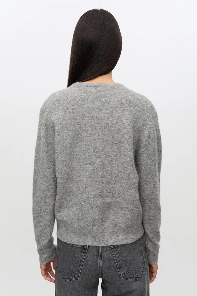 SAMSOE NOR Short GREY MEL: grey cardigan for women