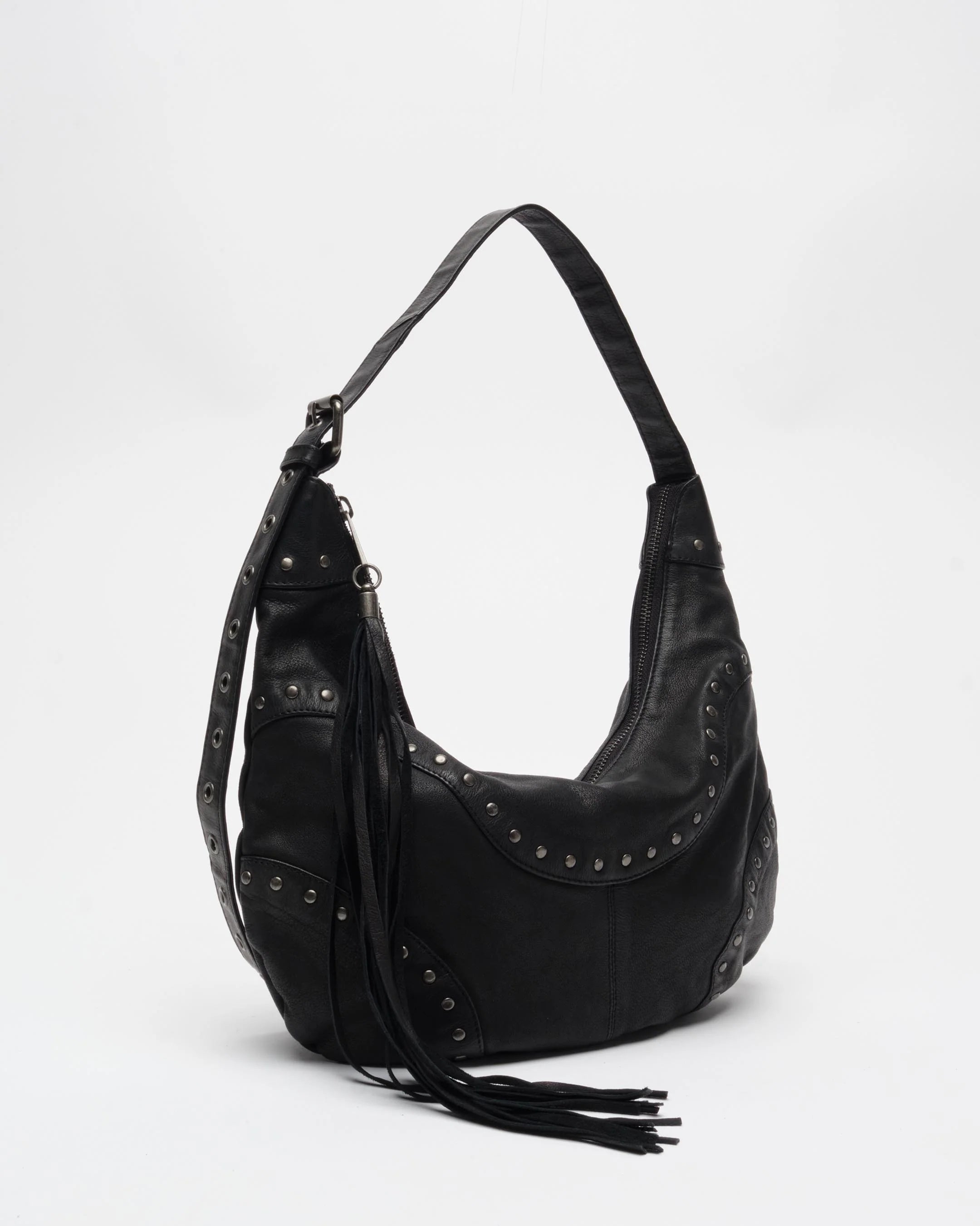 NUNOO | BORSES | DONA | DAGMAR RIVET WASHED BLACK W. ANTIQUE SILVER BLACK | NEGRE