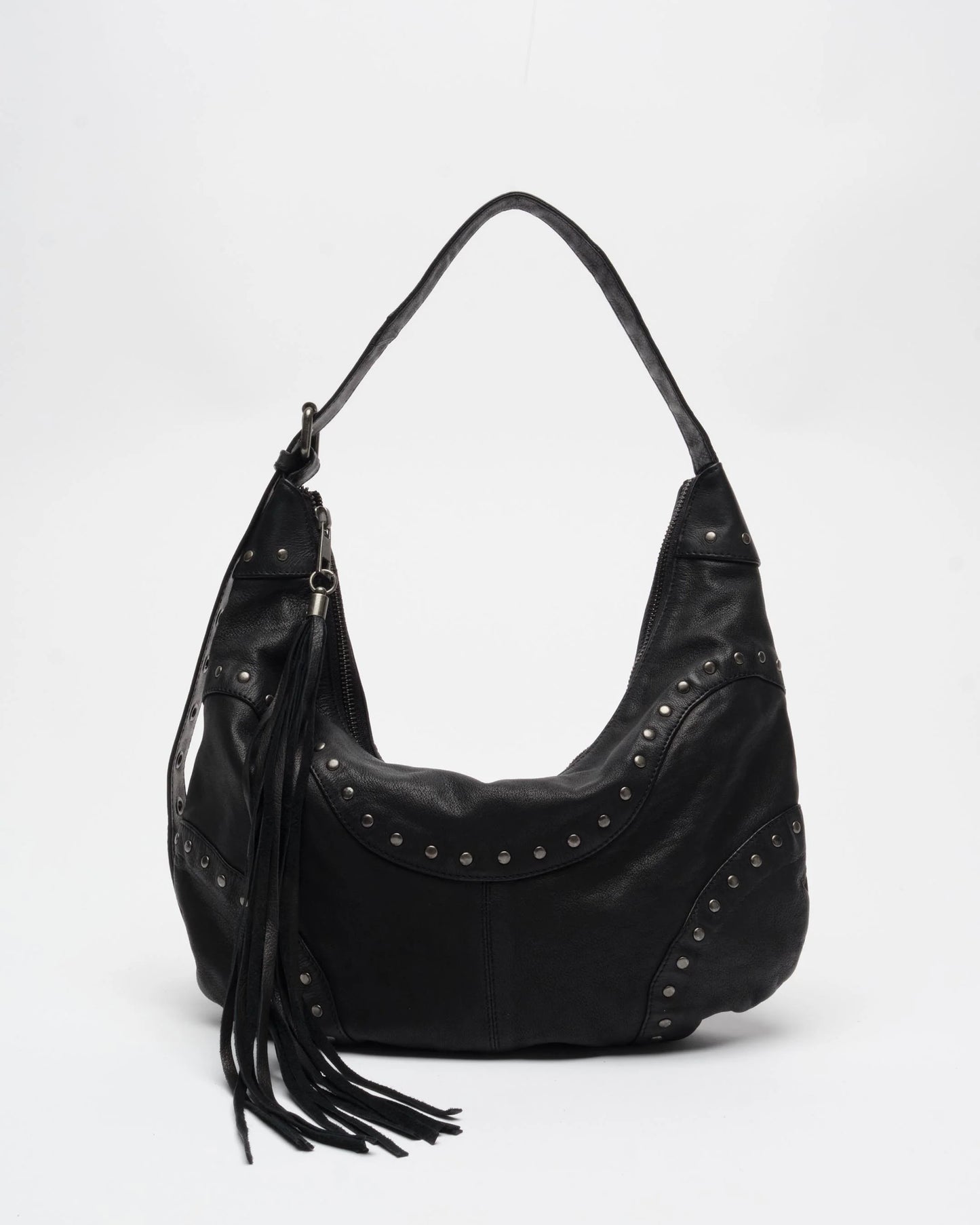NUNOO | BOLSOS | MUJER | DAGMAR RIVET WASHED BLACK W. ANTIQUE SILVER BLACK | NEGRO