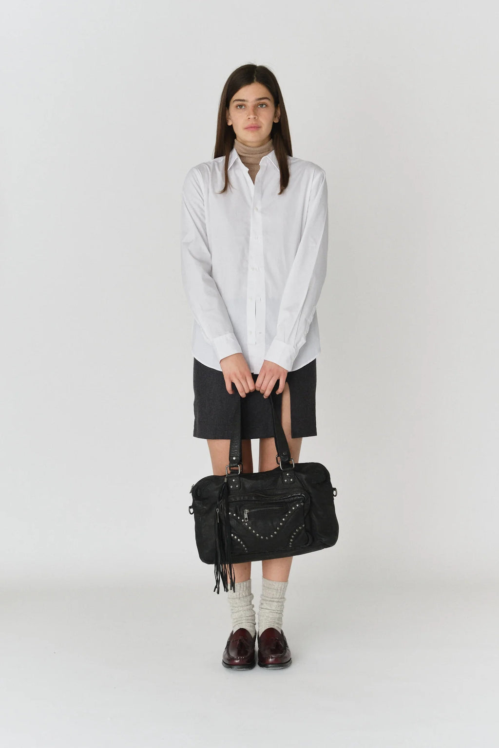 NUNOO | BOLSOS | MUJER | MILLE RIVET WASHED BLACK W. ANTIQUE SILVER BLACK | NEGRO