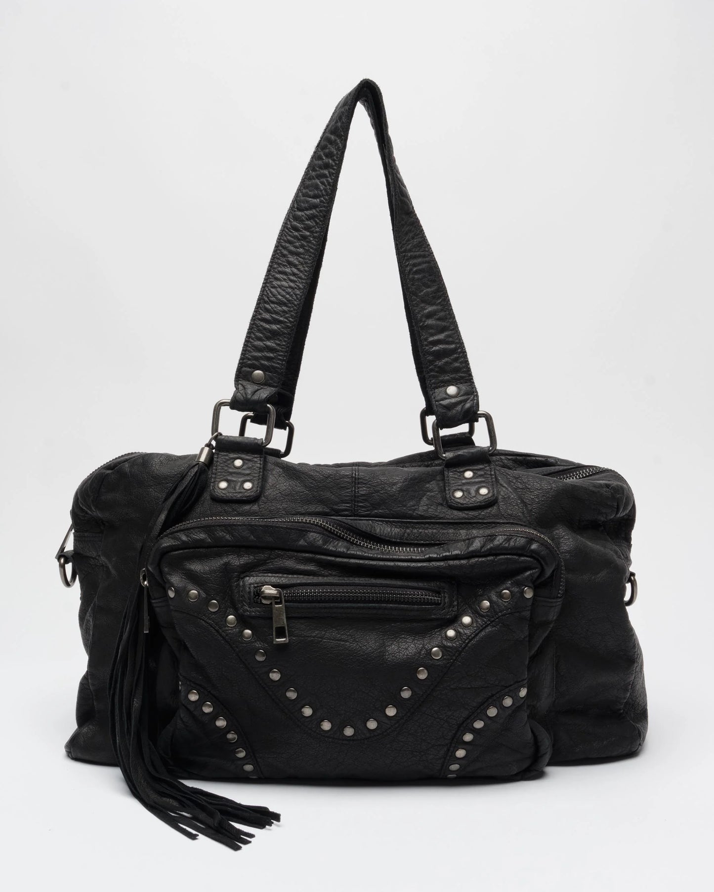 NUNOO | BOLSOS | MUJER | MILLE RIVET WASHED BLACK W. ANTIQUE SILVER BLACK | NEGRO