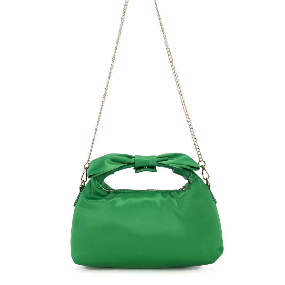NUNOO | BOSSA DONA | DANDY BOW RECYCLED SATIN GREEN W. GOLD | DAURAT