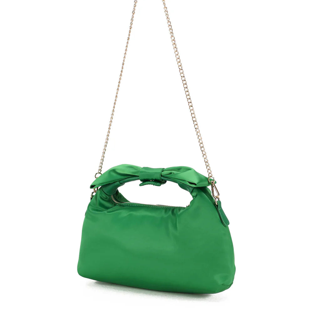 NUNOO | BOSSA DONA | DANDY BOW RECYCLED SATIN GREEN W. GOLD | DAURAT