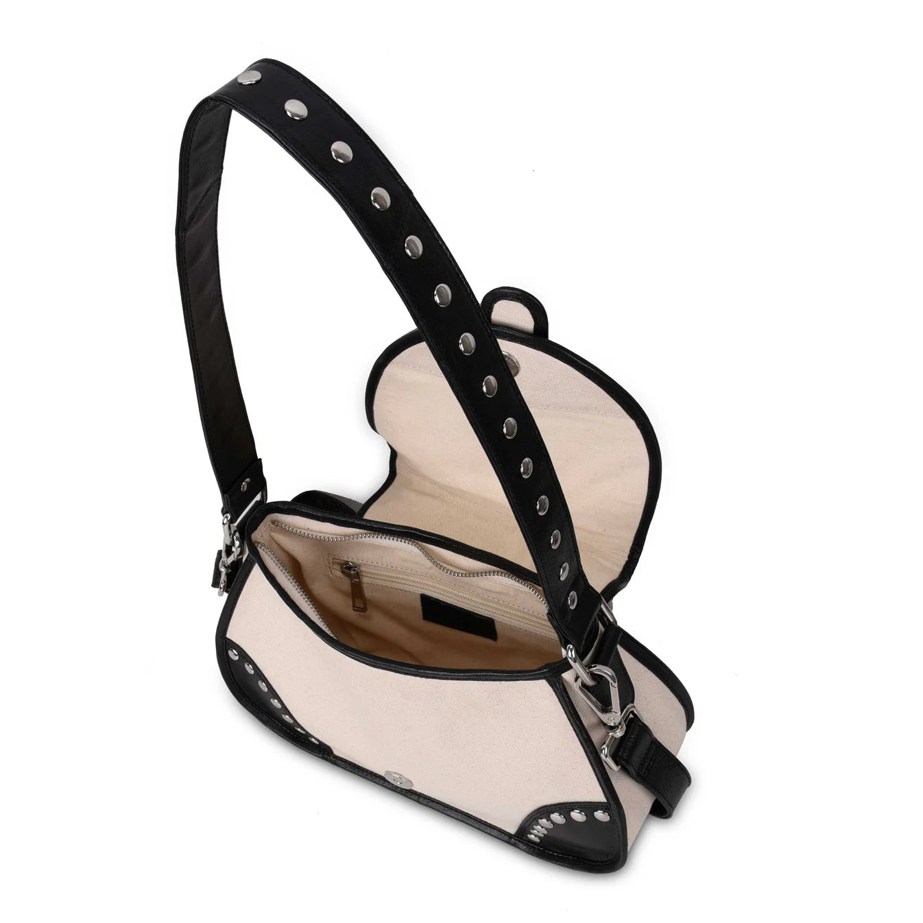 NUNOO | BOLSO MUJER | MARIA RIVET CANVAS LEATHER OFF WHITE