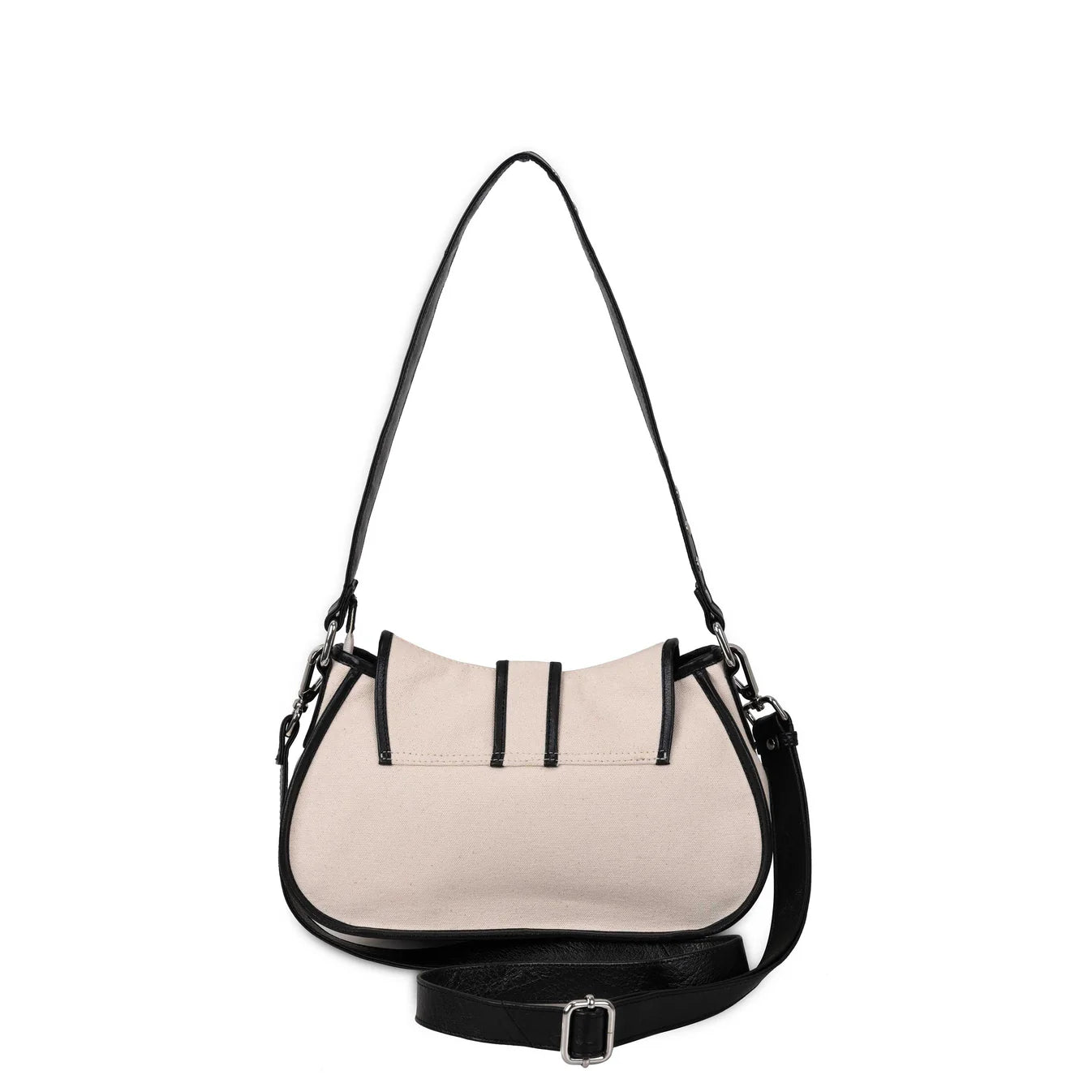 NUNOO | BOLSO MUJER | MARIA RIVET CANVAS LEATHER OFF WHITE