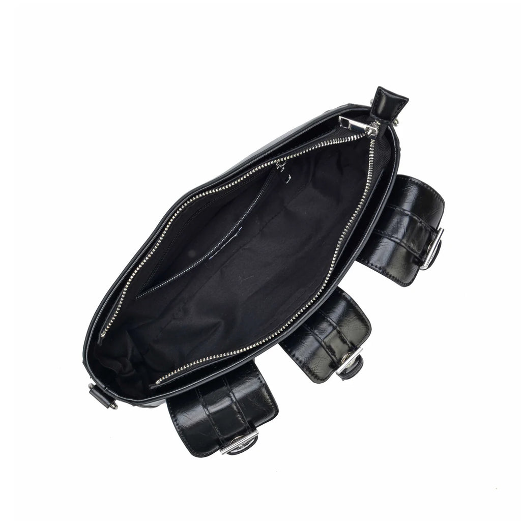 NUNOO | ЖІНОЧА СУМКА | ПЕННІ ЗМОРШКИ ЧОРНІ | ЧОРНИЙ