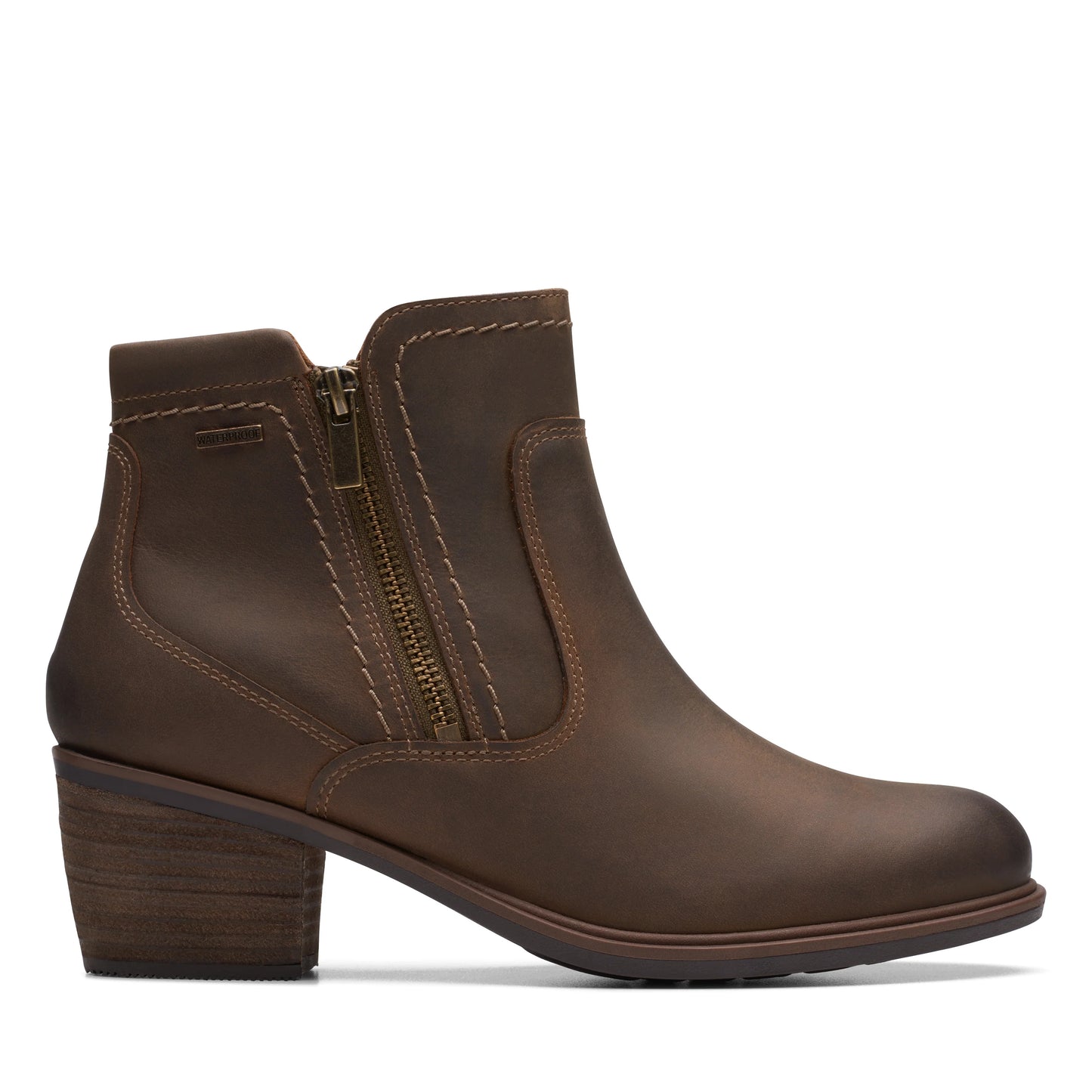 CLARKS | BOTINES MUJER | NEVA ZIP WP TAUPE LEATHER | MARRÓN