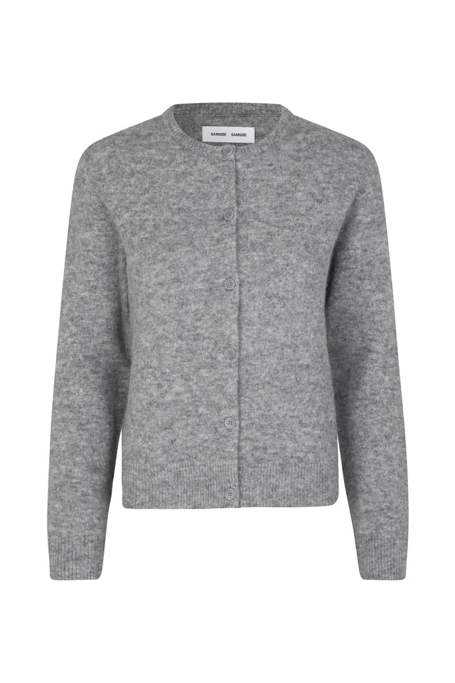 SAMSOE NOR Short GREY MEL: grey cardigan for women