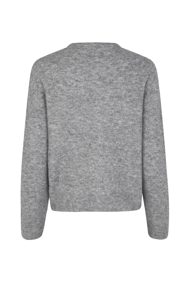 SAMSOE NOR Short GREY MEL: grey cardigan for women