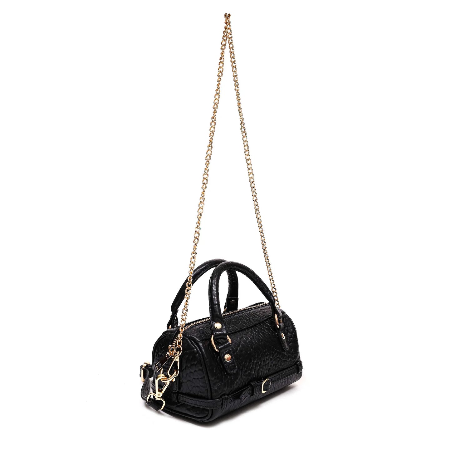 NUNOO | BOLSO MUJER | NORI NEW ZEALAND BLACK W GOLD | NEGRO