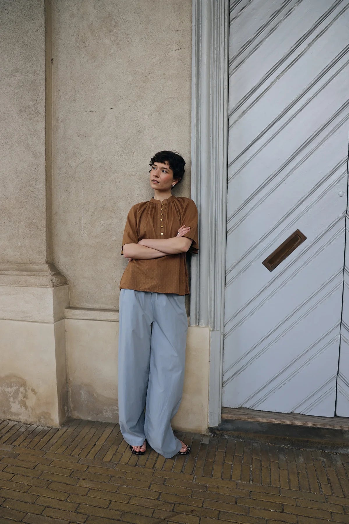 PROJECT AJ117 PJ Pants DK14-261 / 619 Pearl BLUE: أزرق بنطال للنساء