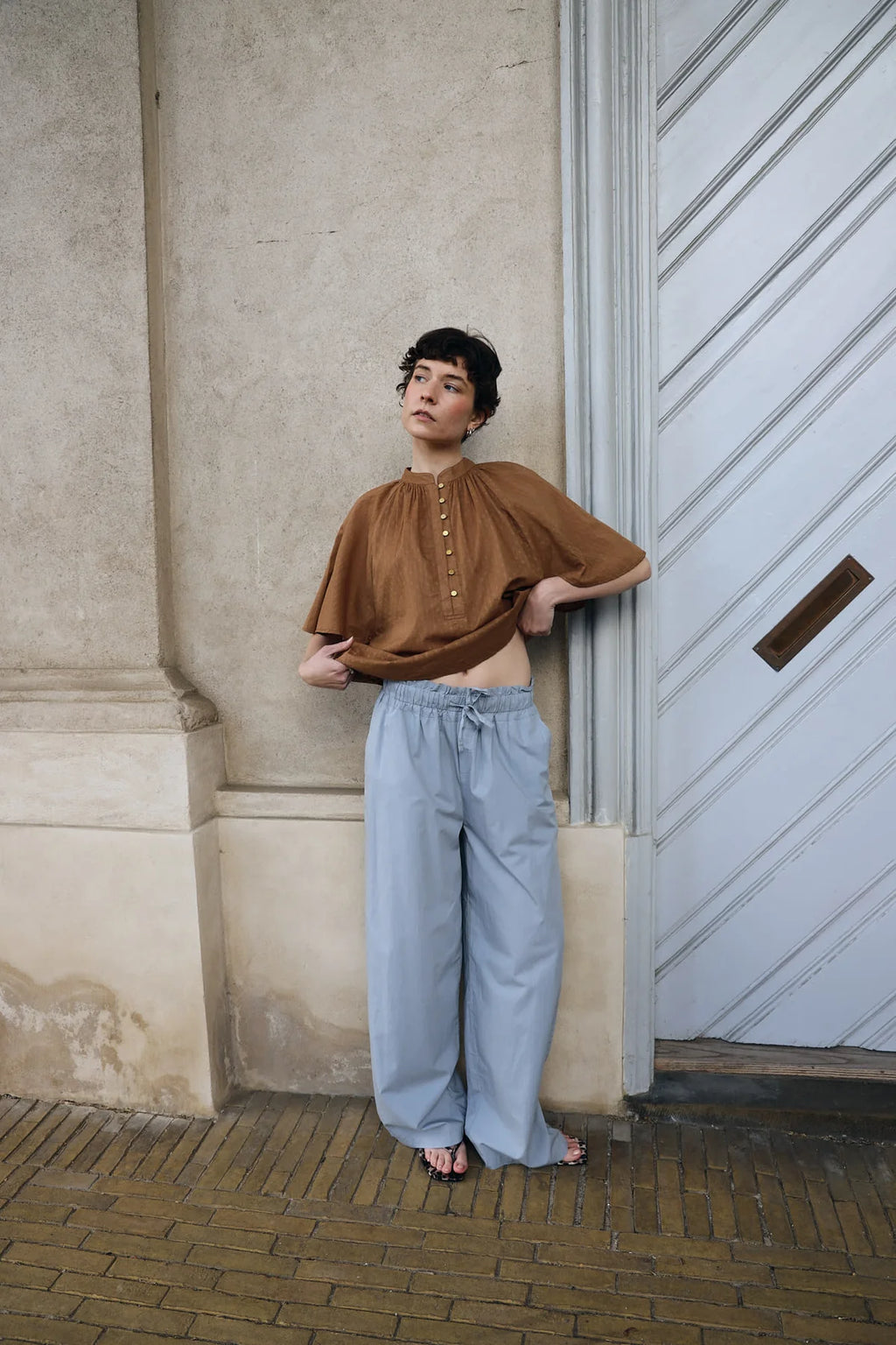 PROJECT AJ117 PJ Pants DK14-261 / 619 Pearl BLUE: أزرق بنطال للنساء