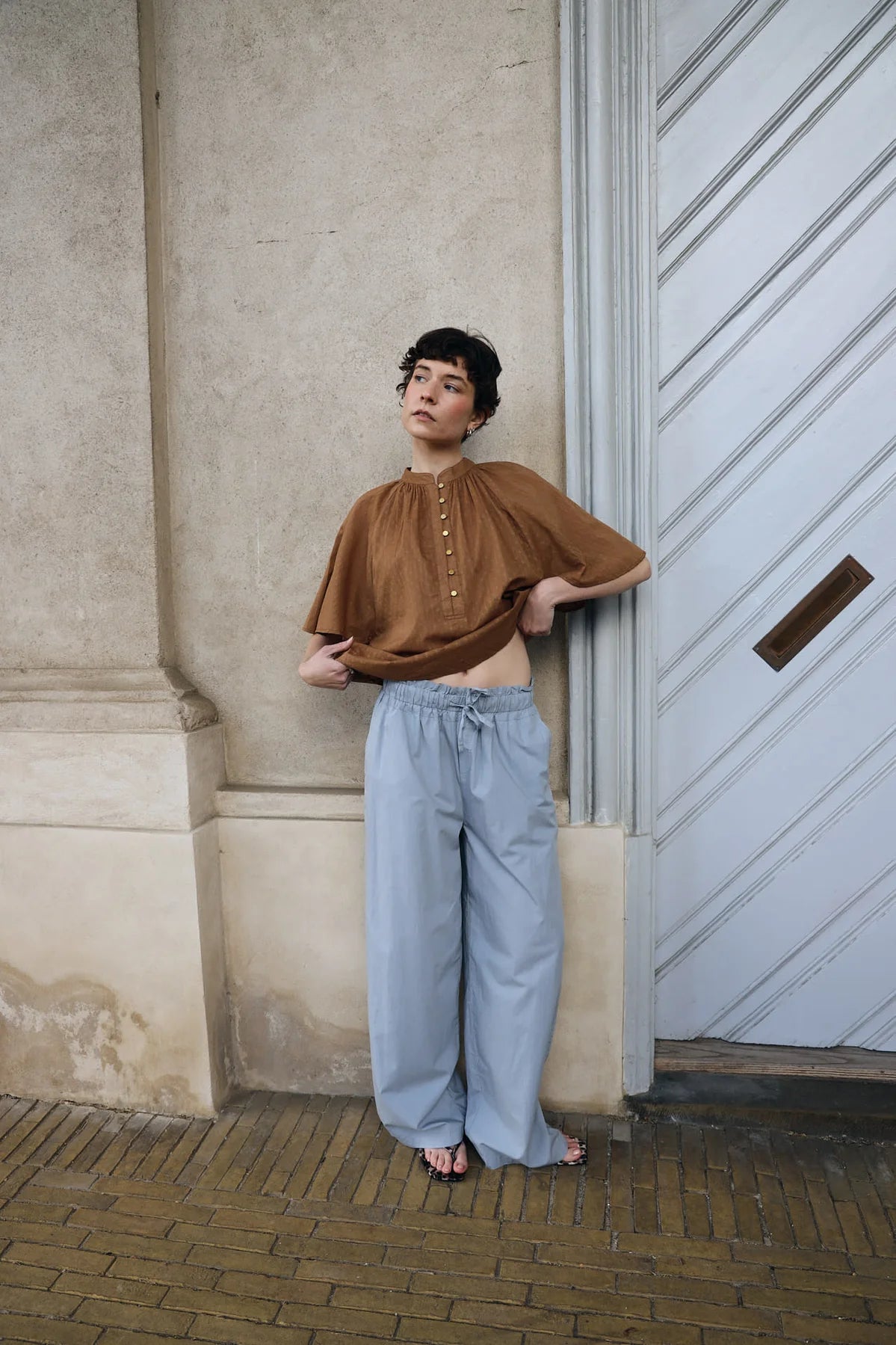 PROJECT AJ117 PJ Pants DK14-261 / 619 Pearl BLUE: أزرق بنطال للنساء