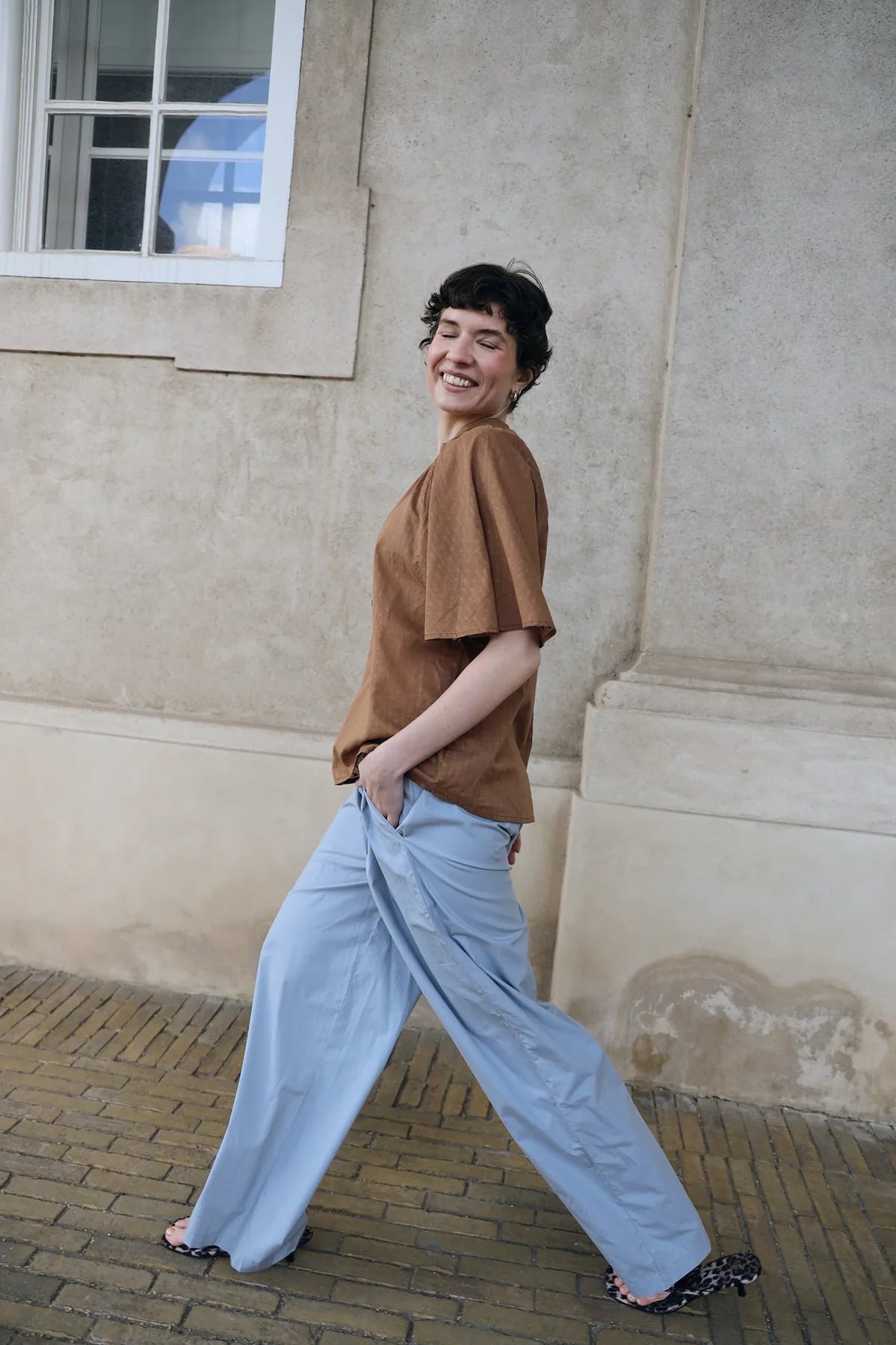 PROJECT AJ117 PJ Pants DK14-261 / 619 Pearl BLUE: أزرق بنطال للنساء