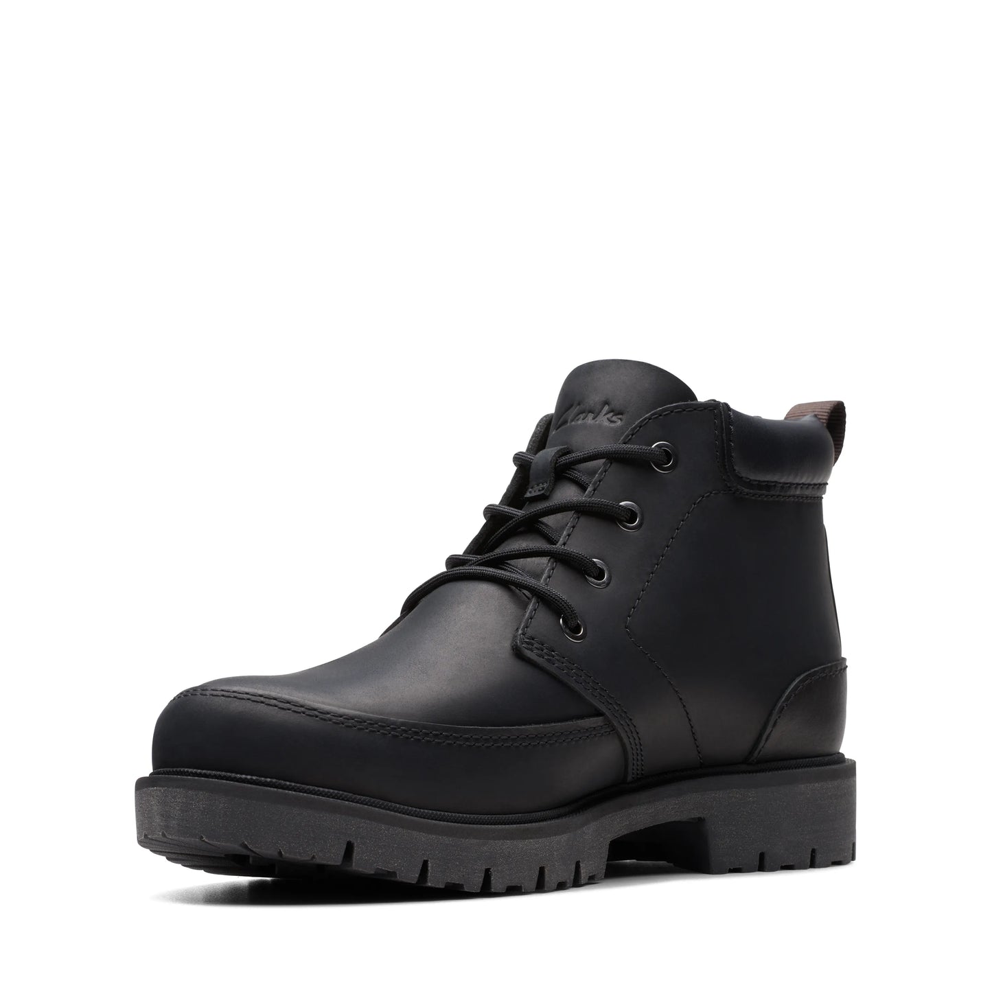 CLARKS | BOTES DE TURMELL PER A HOME | ROSSDALE MID BLACK LEATHER | NEGRE
