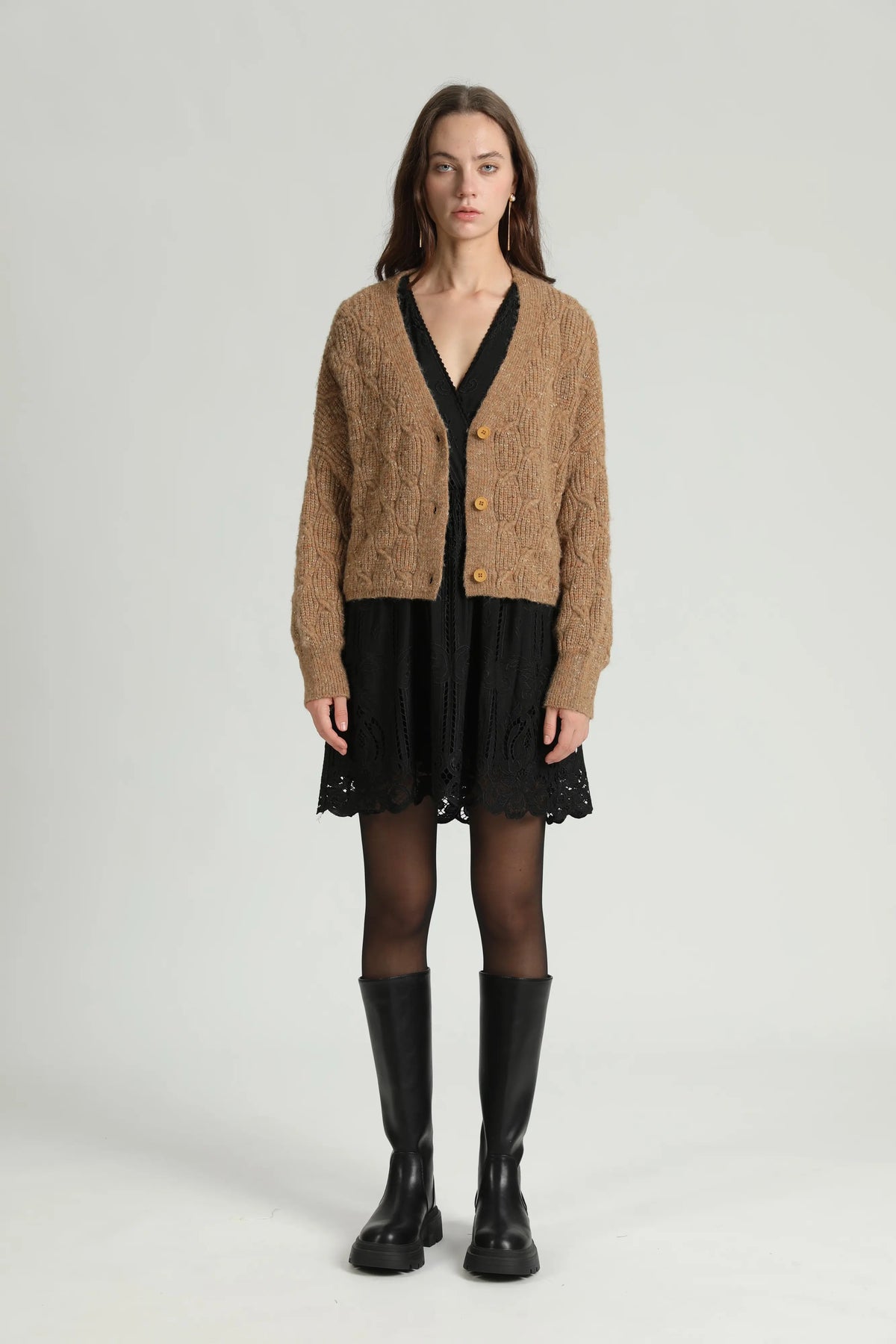 SEE U SOON Kyron Camel: braun cardigan für Damen