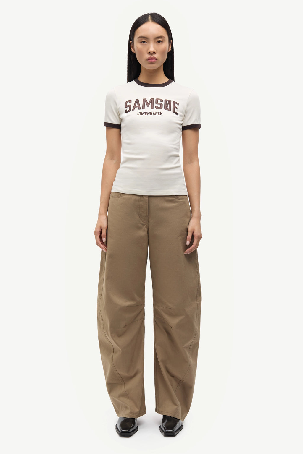 SAMSOE Saharpo LEAD GRAY: beige Hose für Damen