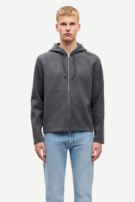 SAMSOE | SWEATSHIRTS | HOMBRE | SANIK ZIP HOODIE 15 BLACK OYSTER MEL | GRIS