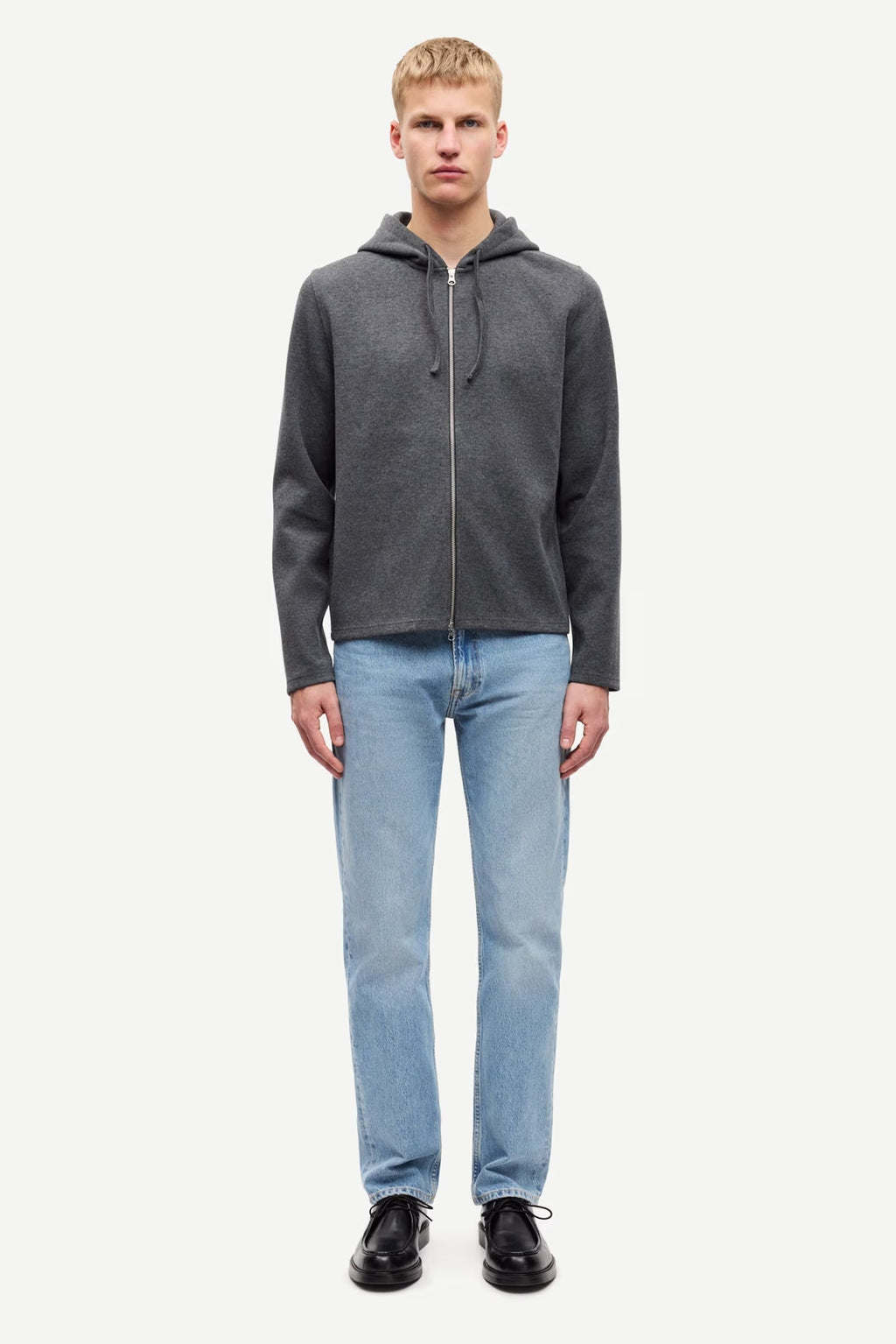 SAMSOE | SUDADERA | HOMBRE | SANIK ZIP HOODIE 15 BLACK OYSTER MEL | GRIS