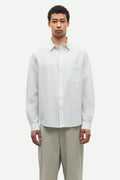 SAMSOE Saryan J Shirt 155B: ブルー シャツ メンズ