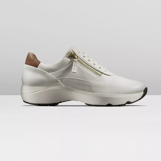 CLARKS | WOMEN'S SNEAKERS | TIVOLI ZIP OFF WHITE LEATHER | WHITE