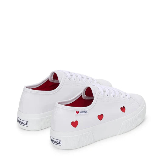 SUPERGA | ZAPATILLAS | MUJER | 3740 PLATAFORMA CORAZONES MATERIAL VEGANO LEGGERA | BLANCO