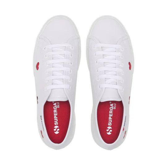 SUPERGA | ZAPATILLAS | MUJER | 3740 PLATAFORMA CORAZONES MATERIAL VEGANO LEGGERA | BLANCO