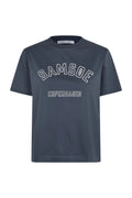 SAMSOE Sacamino SS T-shira Ombre BLUE LOGO: blauw T-shirt voor dames