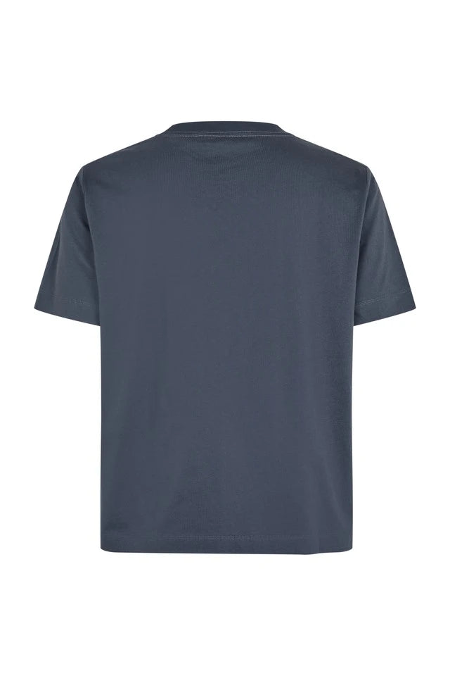 SAMSOE Sacamino SS T-shira Ombre BLUE LOGO: blauw T-shirt voor dames