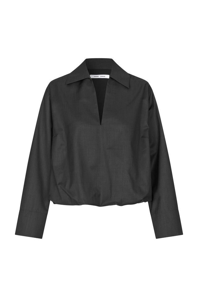 SAMSOE Sadaphne Black MEL: zwart T-shirt voor dames