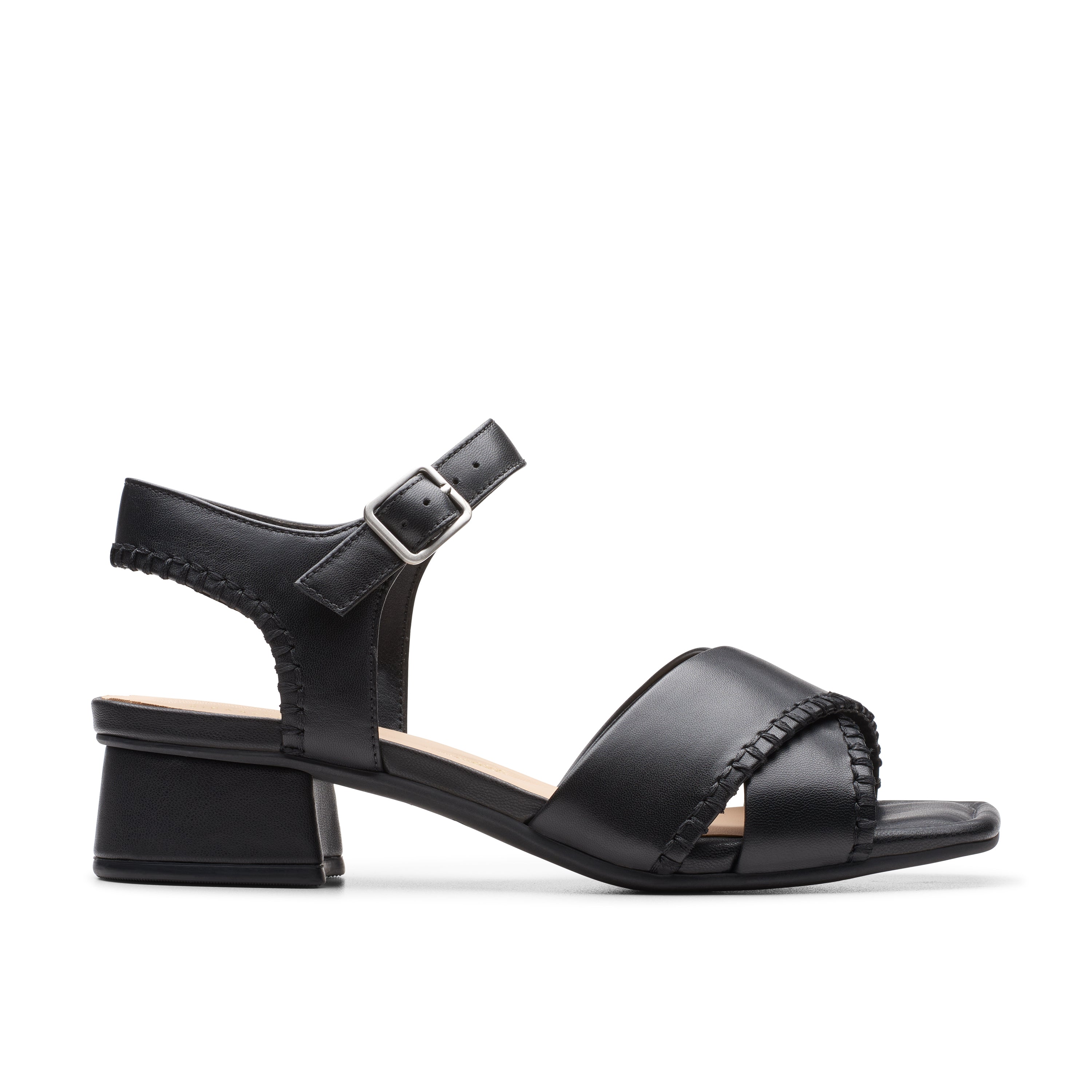 Clarks black cheap heeled sandals