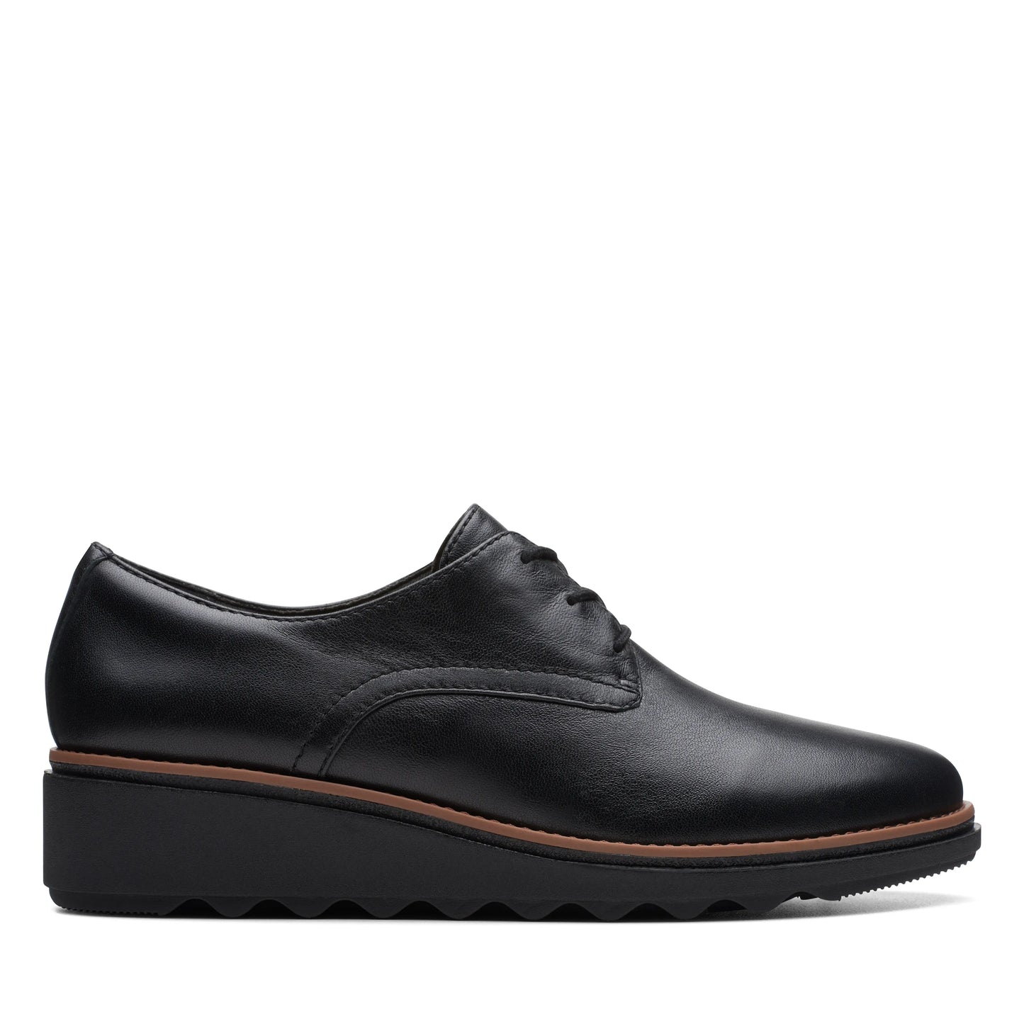CLARKS | WOMEN'S DERBY SHOES | SHARON RAE BLACK LEATHER | BLACK
