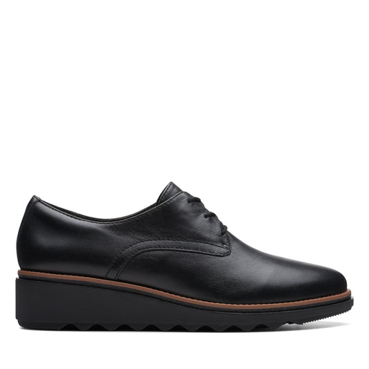 CLARKS | ZAPATOS DERBY MUJER | SHARON RAE BLACK LEATHER | NEGRO
