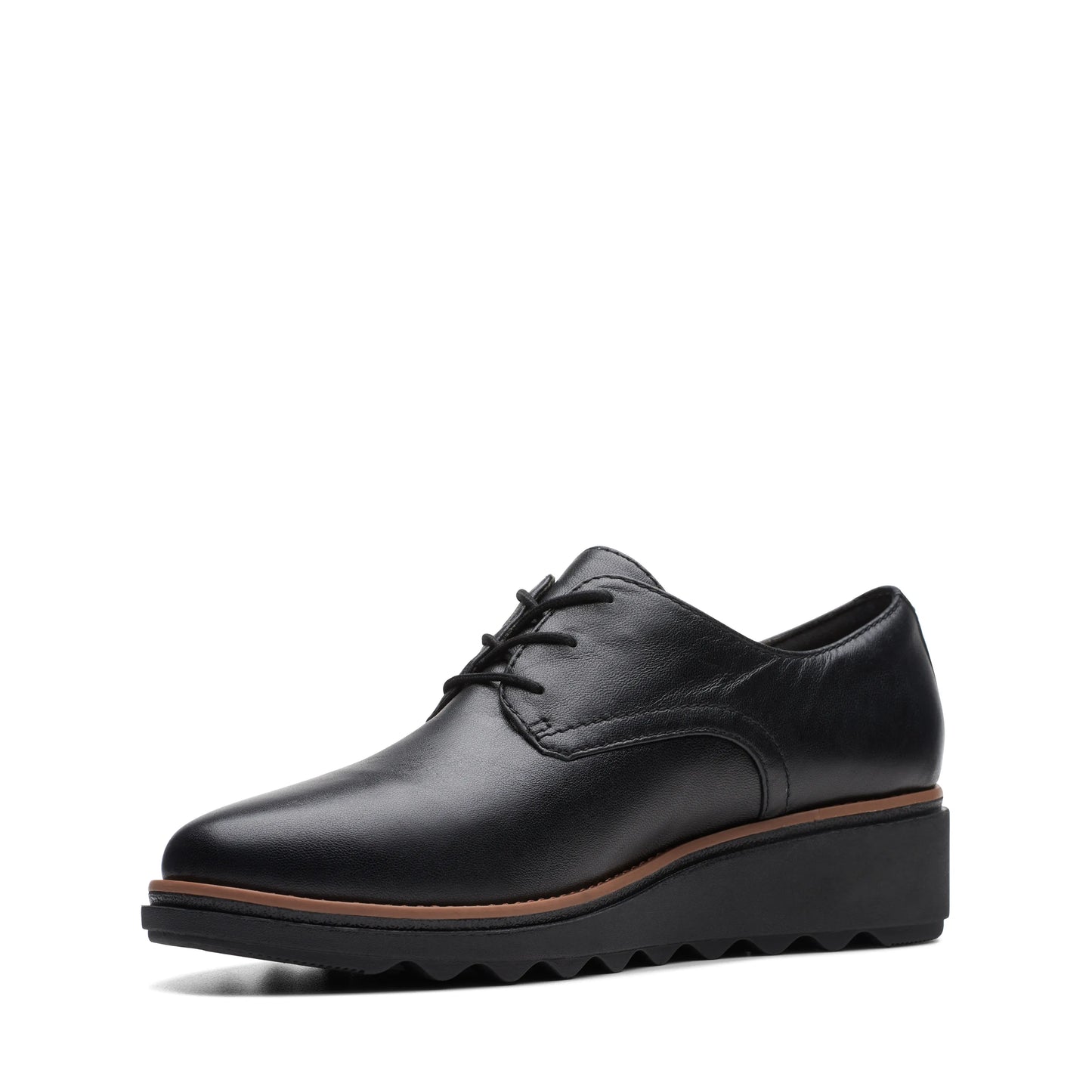 CLARKS | WOMEN'S DERBY SHOES | SHARON RAE BLACK LEATHER | BLACK