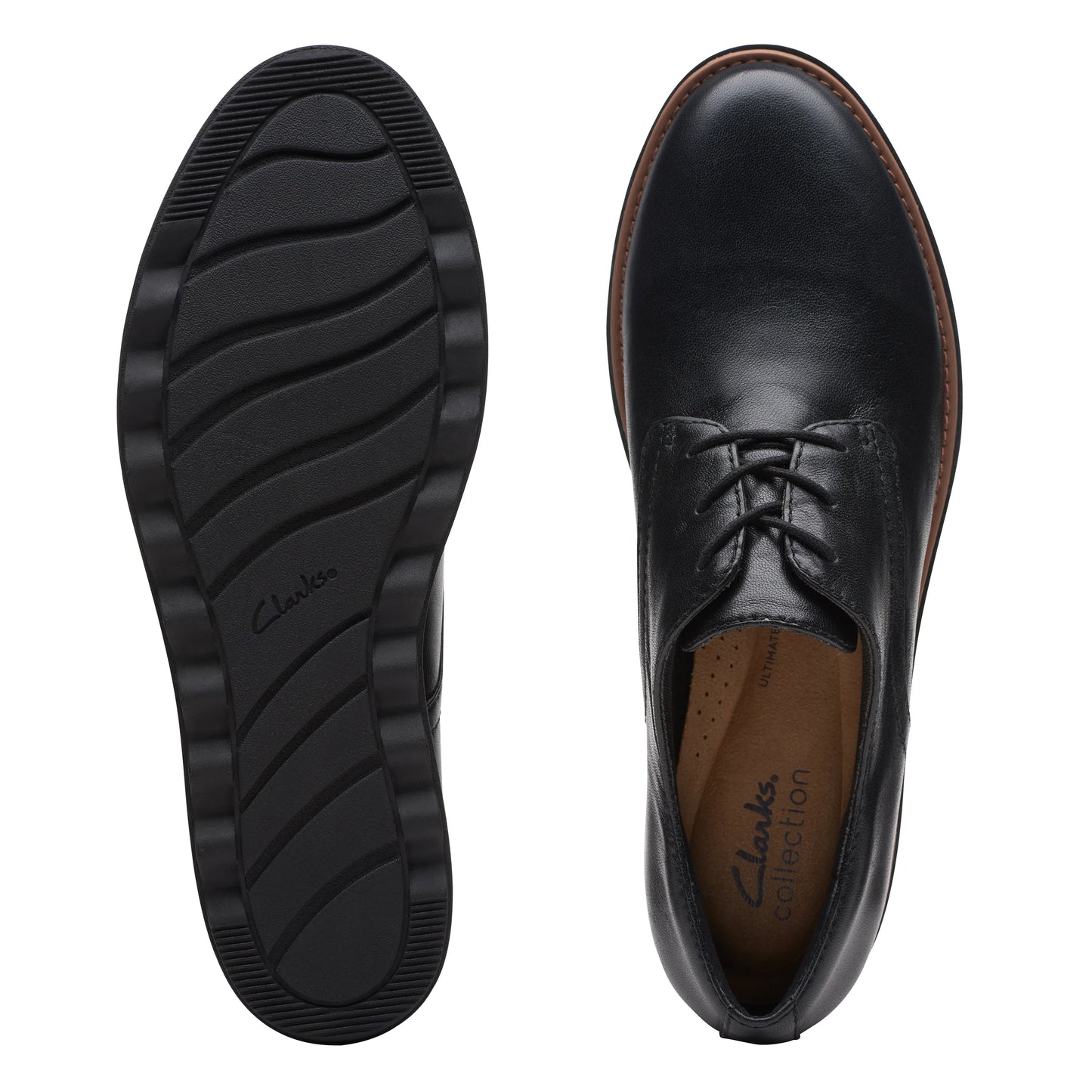 CLARKS | WOMEN'S DERBY SHOES | SHARON RAE BLACK LEATHER | BLACK