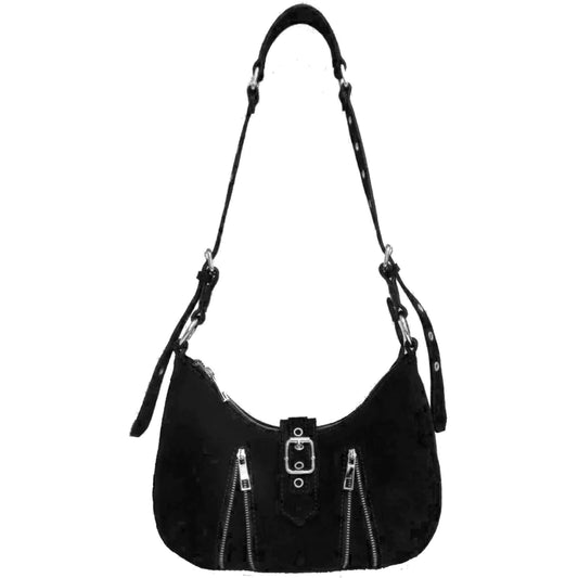 NUNOO | WOMEN BAGS | SKYE W. ZIPPER SUEDE BLACK BLACK | BLACK