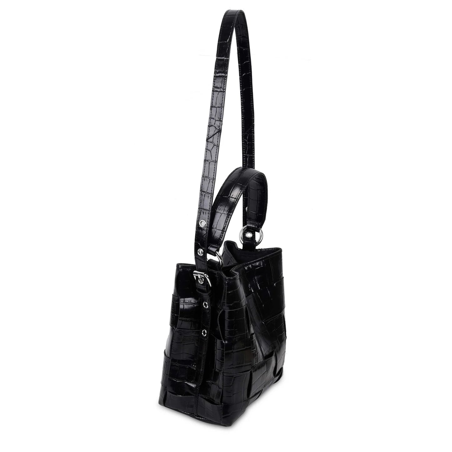 NUNOO | WOMEN'S BAG | SMALL CHIARA TEXAS BRAIDED BLACK | BLACK