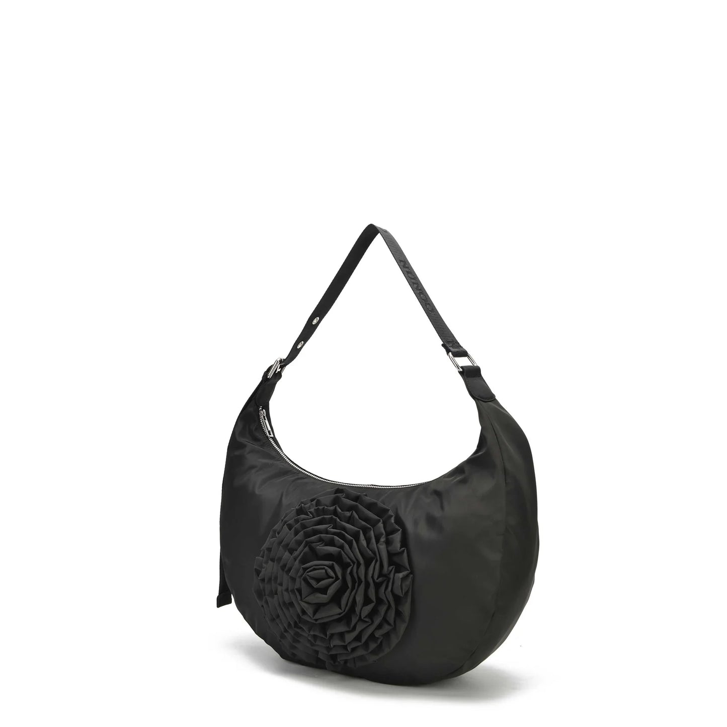 NUNOO | TORBA NA RAMIĘ DLA KOBIET | STELLA ROSE RECYCLED NYLON BLACK | CZARNY