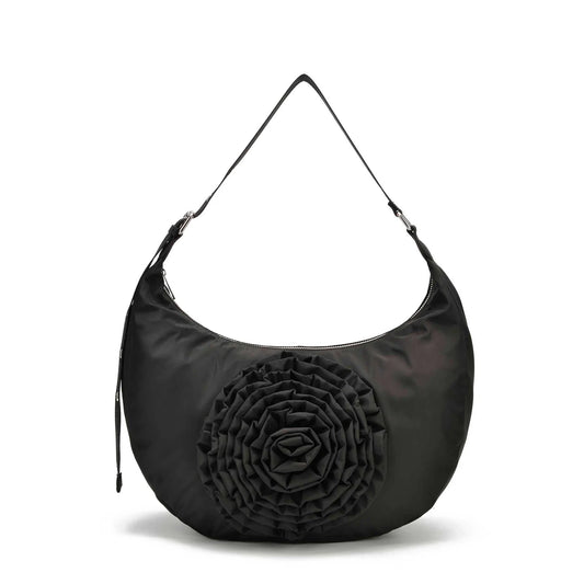 NUNOO | BOLSA DE OMBRO PARA MULHERES | STELLA ROSE RECYCLED NYLON BLACK | PRETO