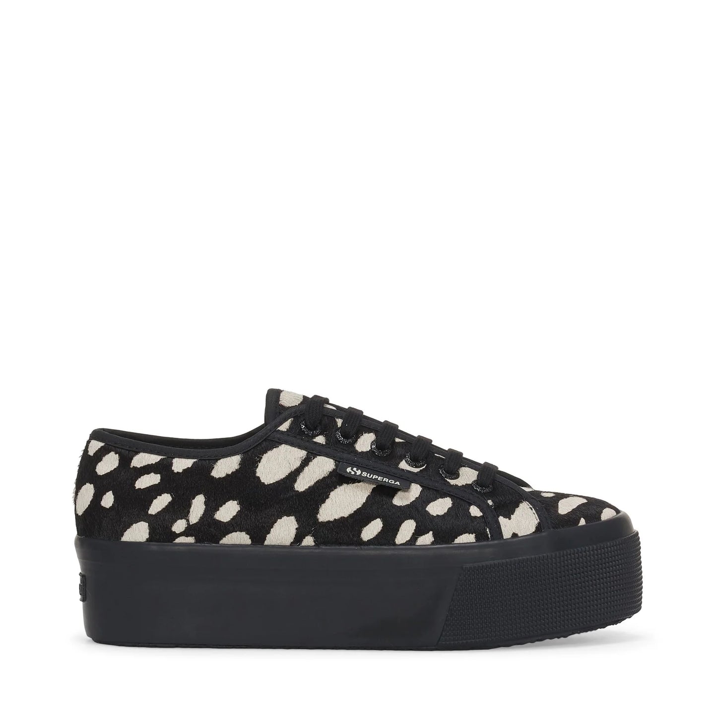 SUPERGA | WOMEN'S SNEAKERS | 2790 DK DALMATIAN CALF HAIR BLACK-BEIGE | BEIGE