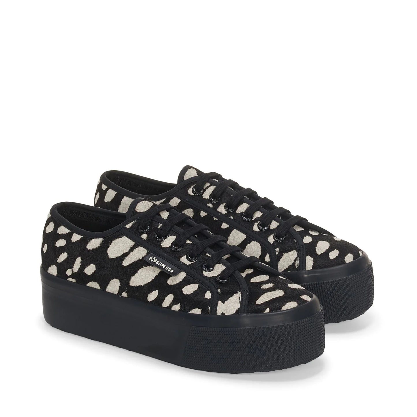 SUPERGA | WOMEN'S SNEAKERS | 2790 DK DALMATIAN CALF HAIR BLACK-BEIGE | BEIGE