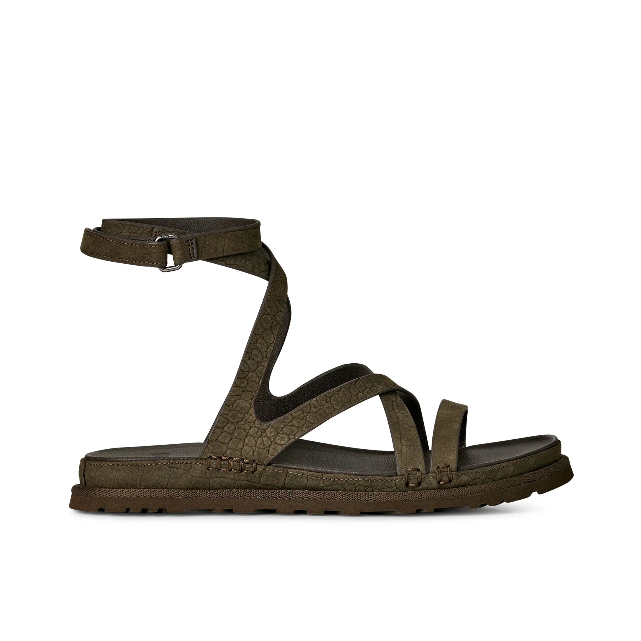 UGG W Goldengaze Embossed Ankle WRAP Dense Smoke: グレー サンダル レディース