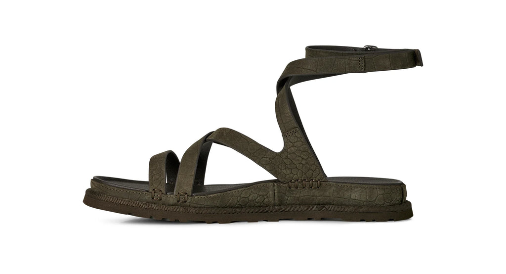 UGG W Goldengaze Embossed Ankle WRAP Dense Smoke: grå sandaler til kvinder