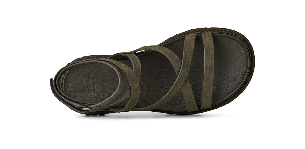 UGG W Goldengaze Embossed Ankle WRAP Dense Smoke: grå sandaler til kvinder