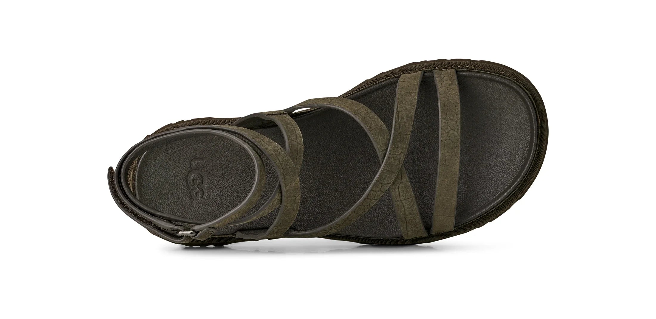 UGG W Goldengaze Embossed Ankle WRAP Dense Smoke: grå sandaler til kvinder