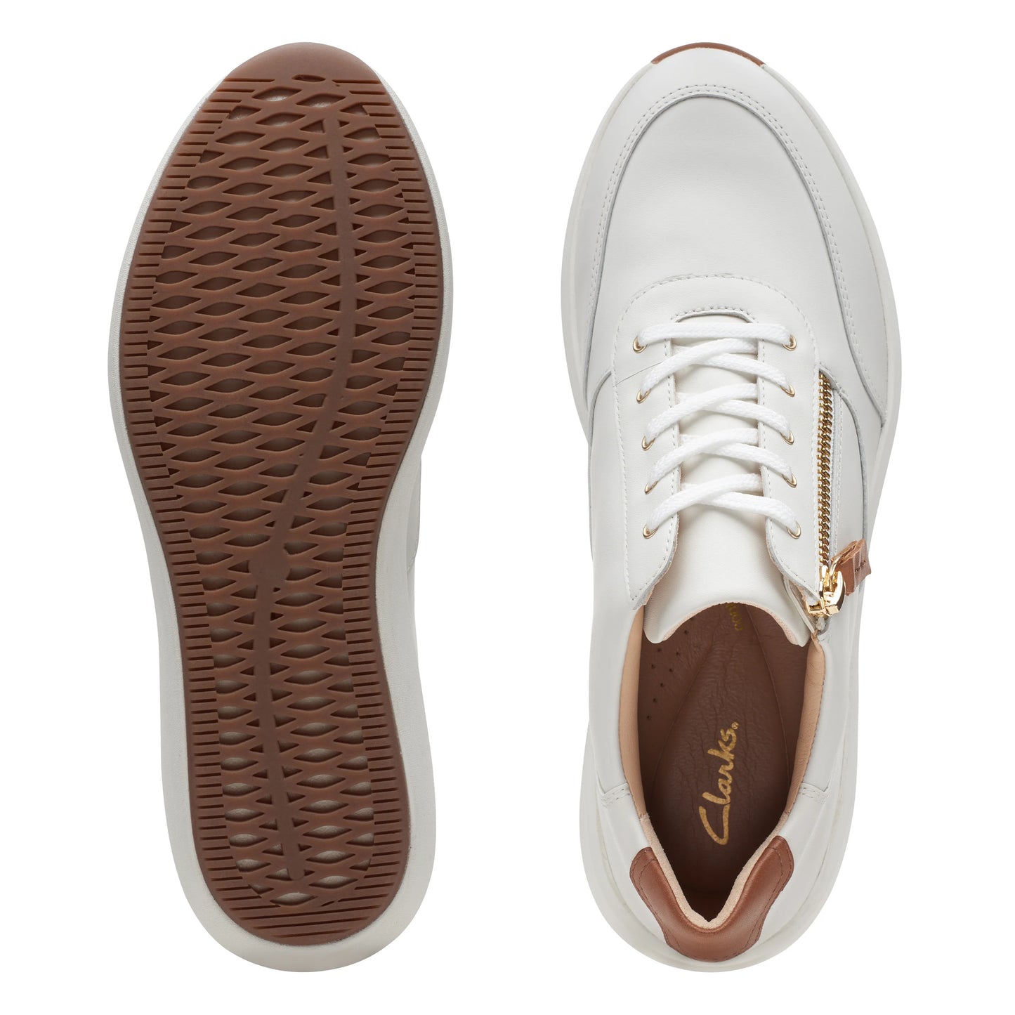 Sneakers De La Marca Clarks Para Mujer Modelo Un Rio Zip White Leather En Color Blanco