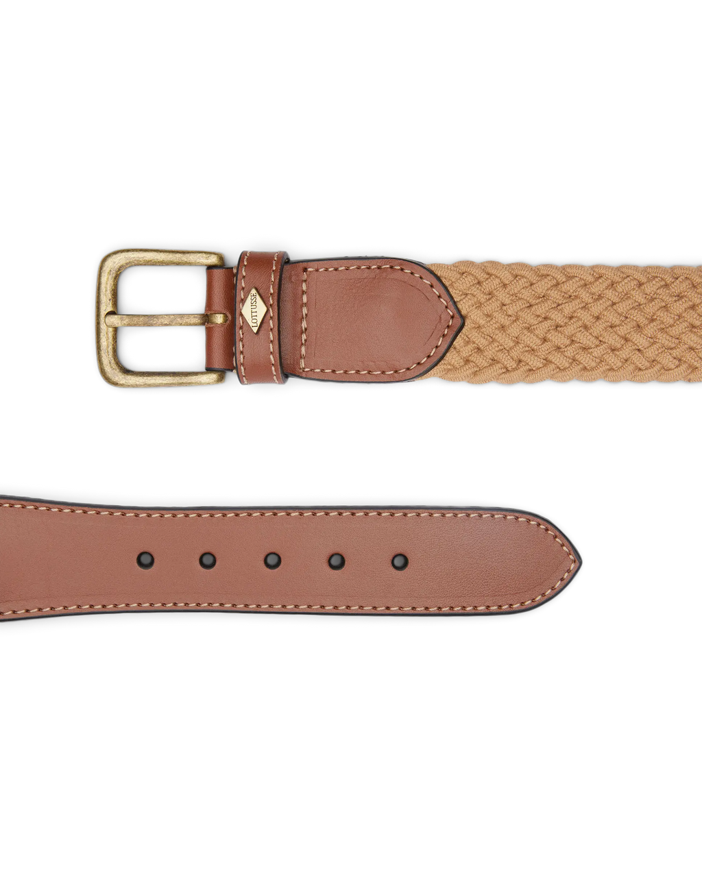 LOTTUSSE | CINTURÓN HOMBRE | TRENZADO BEIGE DE VACUNO TUBULAR ELASTICO | BEIGE